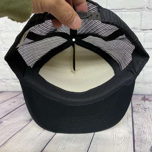 Vintage Trucker Hat Mesh 90s Cap Black HISCOCK'S Service Centre Viking TRL NFLD - Picture 7 of 8